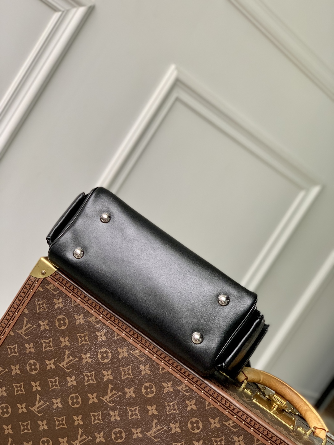 LV高仿黑色拼Monogram波士頓包 經典手提設計高質感女包