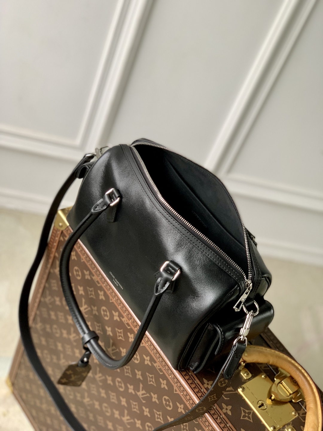 LV高仿黑色拼Monogram波士頓包 經典手提設計高質感女包