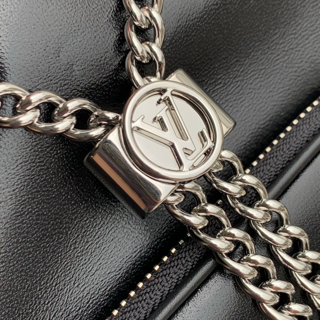 LV高仿黑色鏈條水桶包 經典Monogram拼接皮革百搭精品｜歐美奢侈品精品推薦