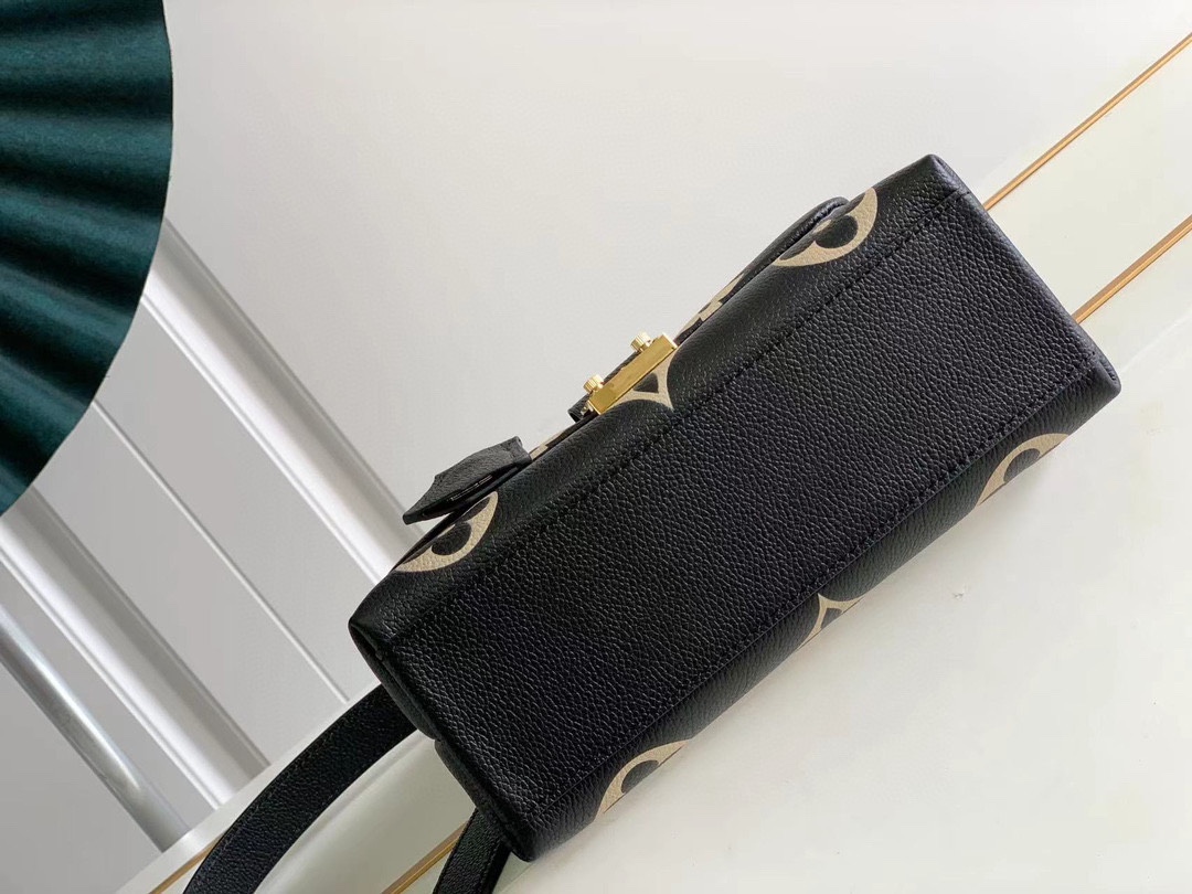 LV A貨黑米拼色壓花鎖扣手提包 經典氣質優雅造型女包｜歐美奢侈品精品推薦