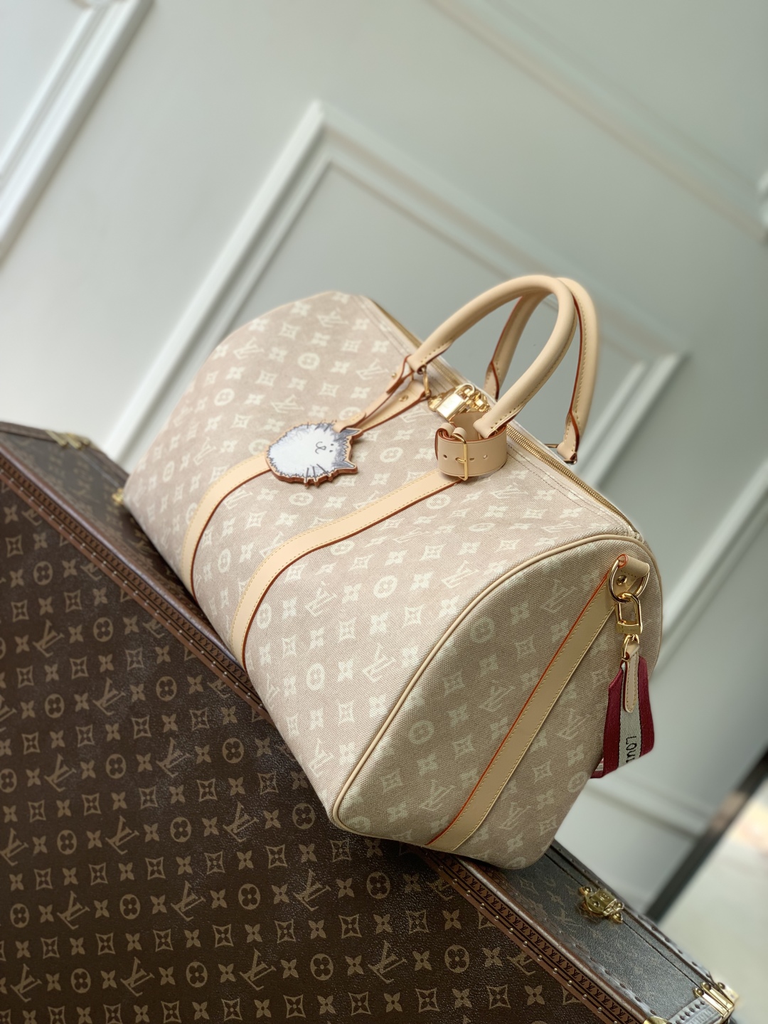 LV原版工廠米白老花旅行波士頓包 經典輕奢大容量手提包｜歐美奢侈品精品推薦