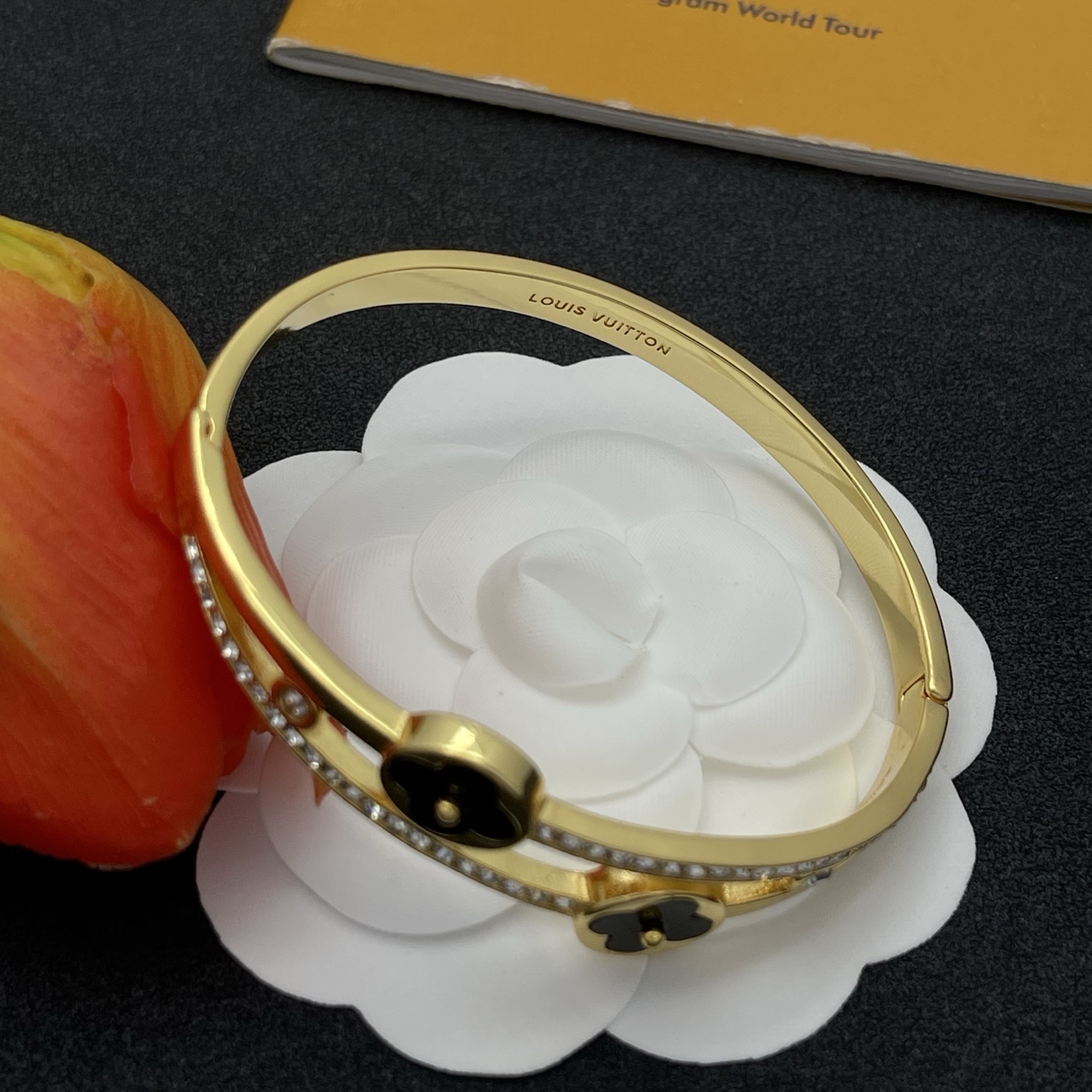 LV一比一金黑雙花鑲鑽手環時尚百搭精品｜歐美奢侈品精品推薦