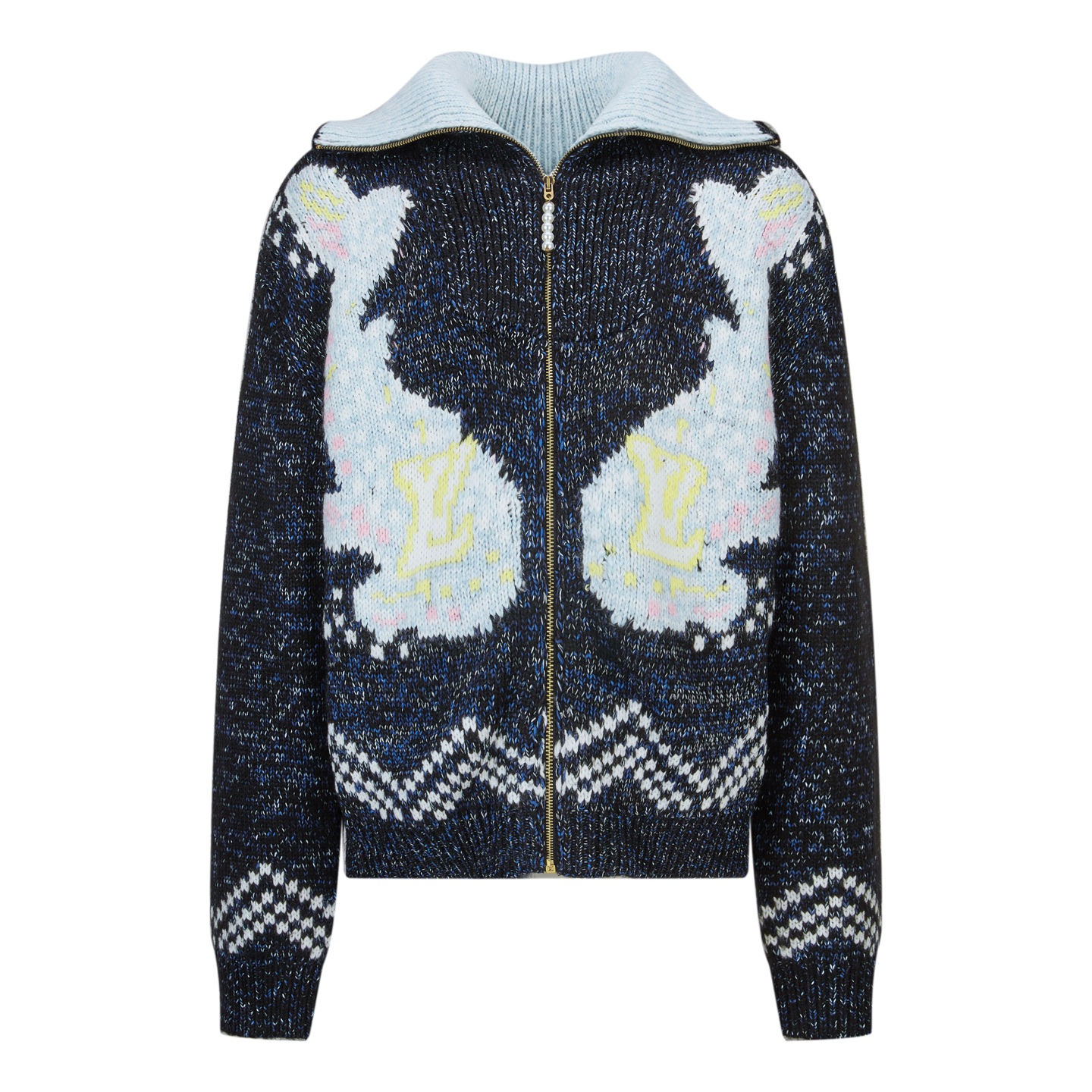 LV 原單雙兔圖騰針織外套 藍色毛線拉鍊款|超A仿原單精品圖片 3 LV 原單雙兔圖騰針織外套 藍色毛線拉鍊款|歐美奢侈品精品推薦