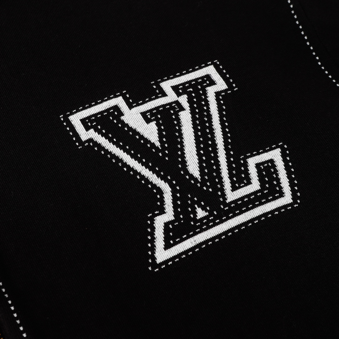 LV 精品仿製黑色花卉圖騰連帽外套 立體刺繡拉鍊設計｜歐美奢侈品精品推薦