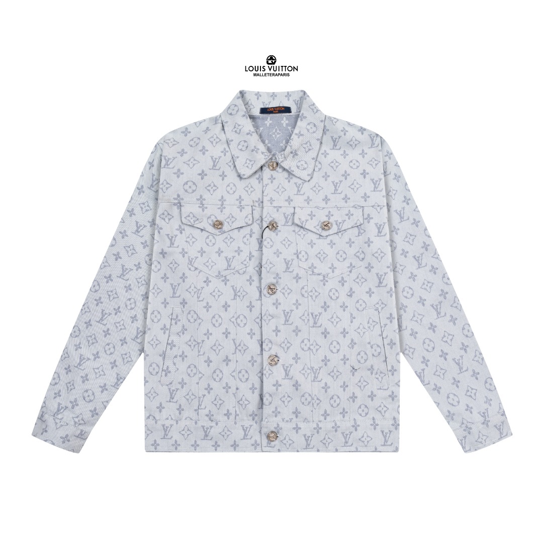 LV A級淺藍滿版Monogram丹寧夾克 時尚百搭精品外套｜歐美奢侈品精品推薦