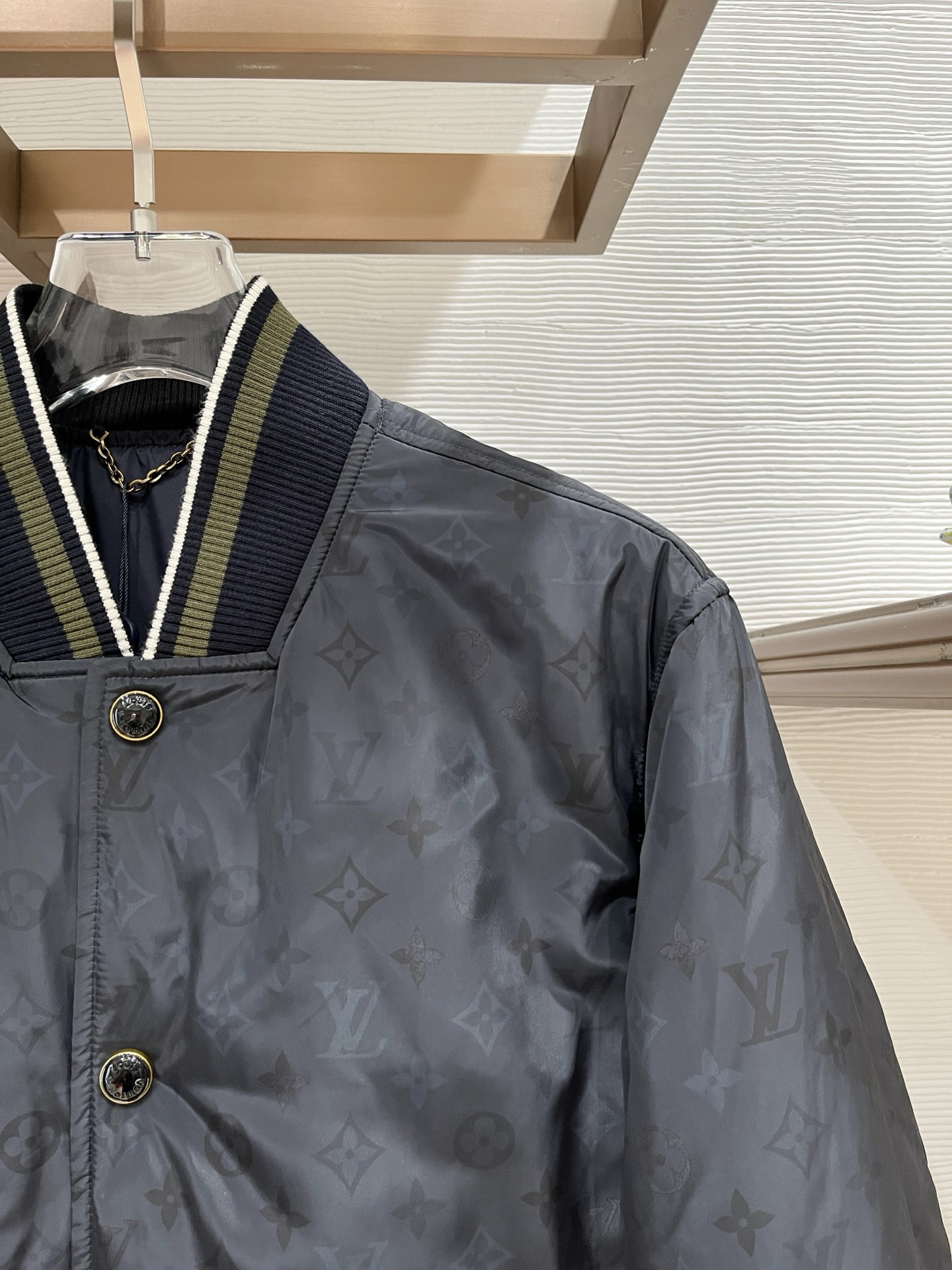 LV精品仿製Monogram織紋棒球外套 經典學院風夾克