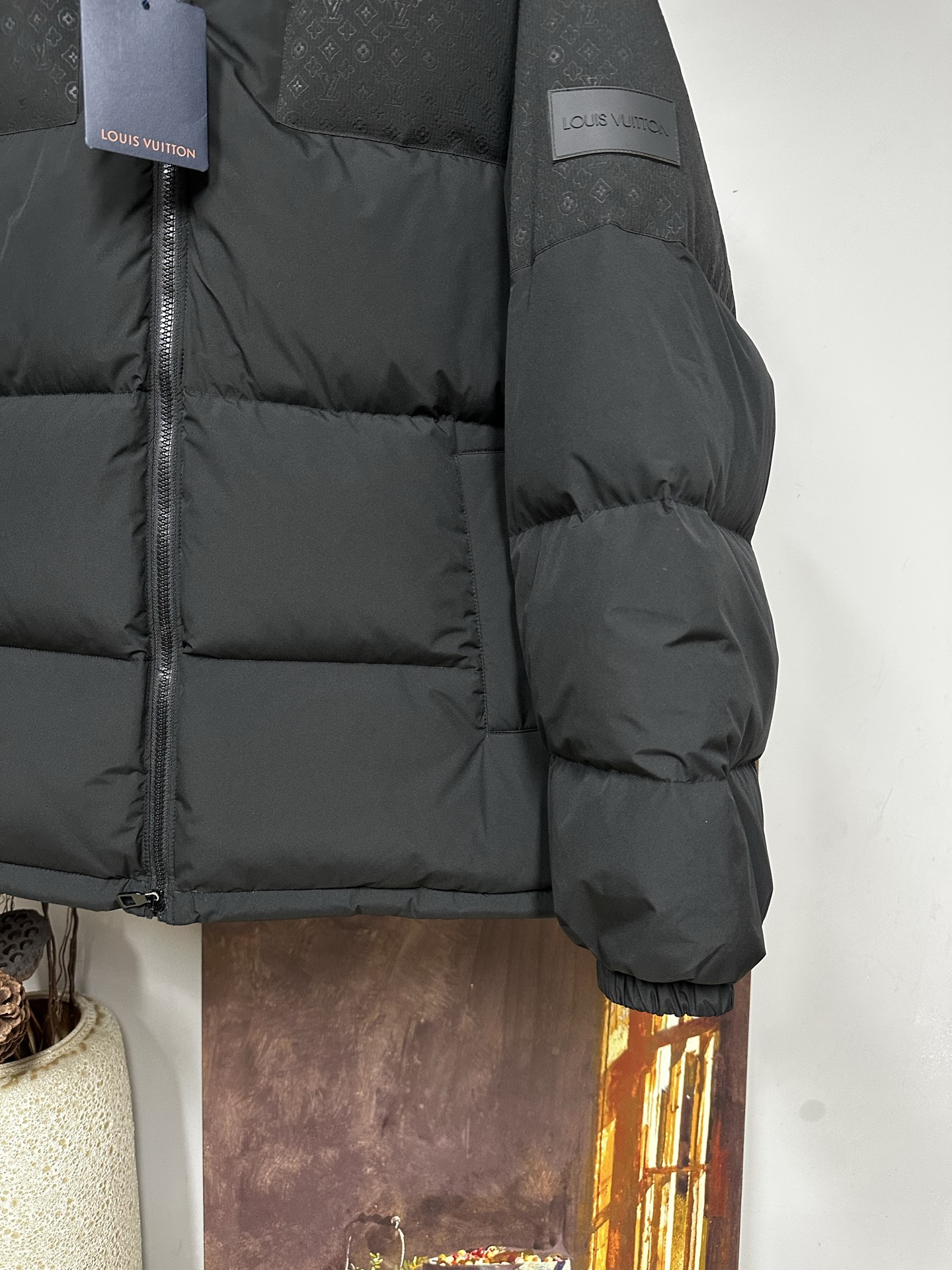 LV一比一黑色羽絨外套 Monogram拼接防風保暖男士夾克｜歐美奢侈品精品推薦