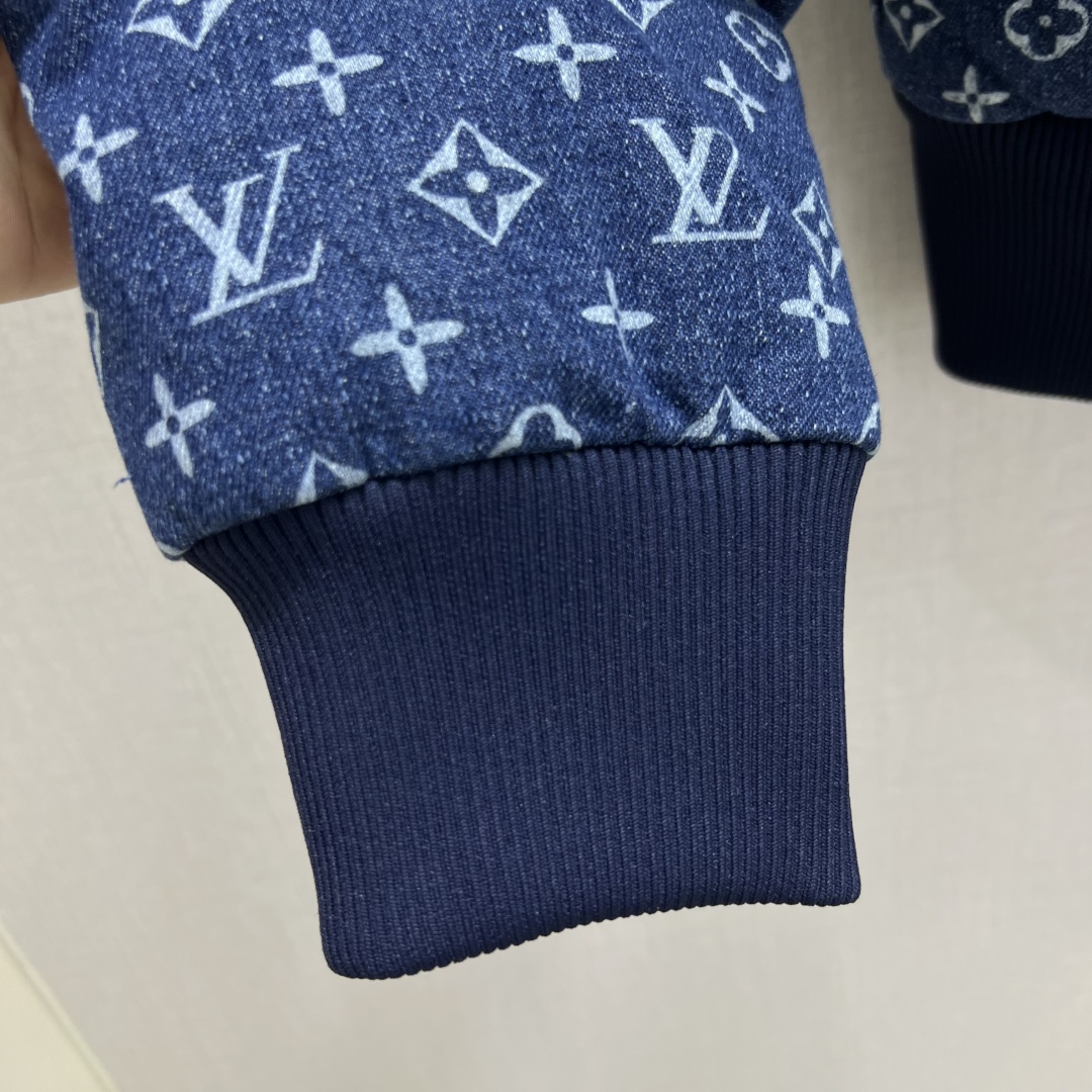 LV 頂級藍色Monogram羽絨外套 經典提花設計 高雅立領保暖款｜歐美奢侈品精品推薦