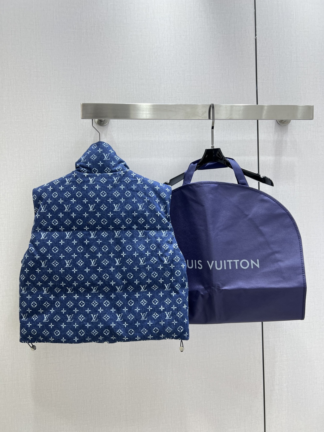 LV 一比一藍色Monogram羽絨背心 經典提花無袖保暖外搭