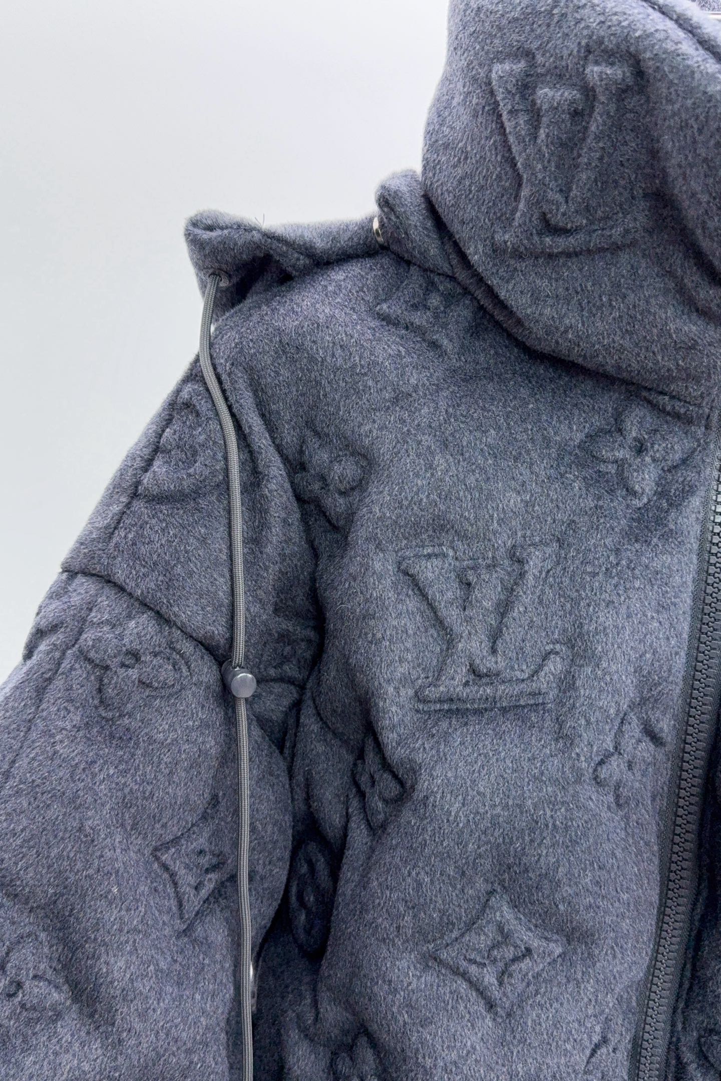 LV 精品仿製壓紋羊毛羽絨外套 立體老花設計 高端保暖款