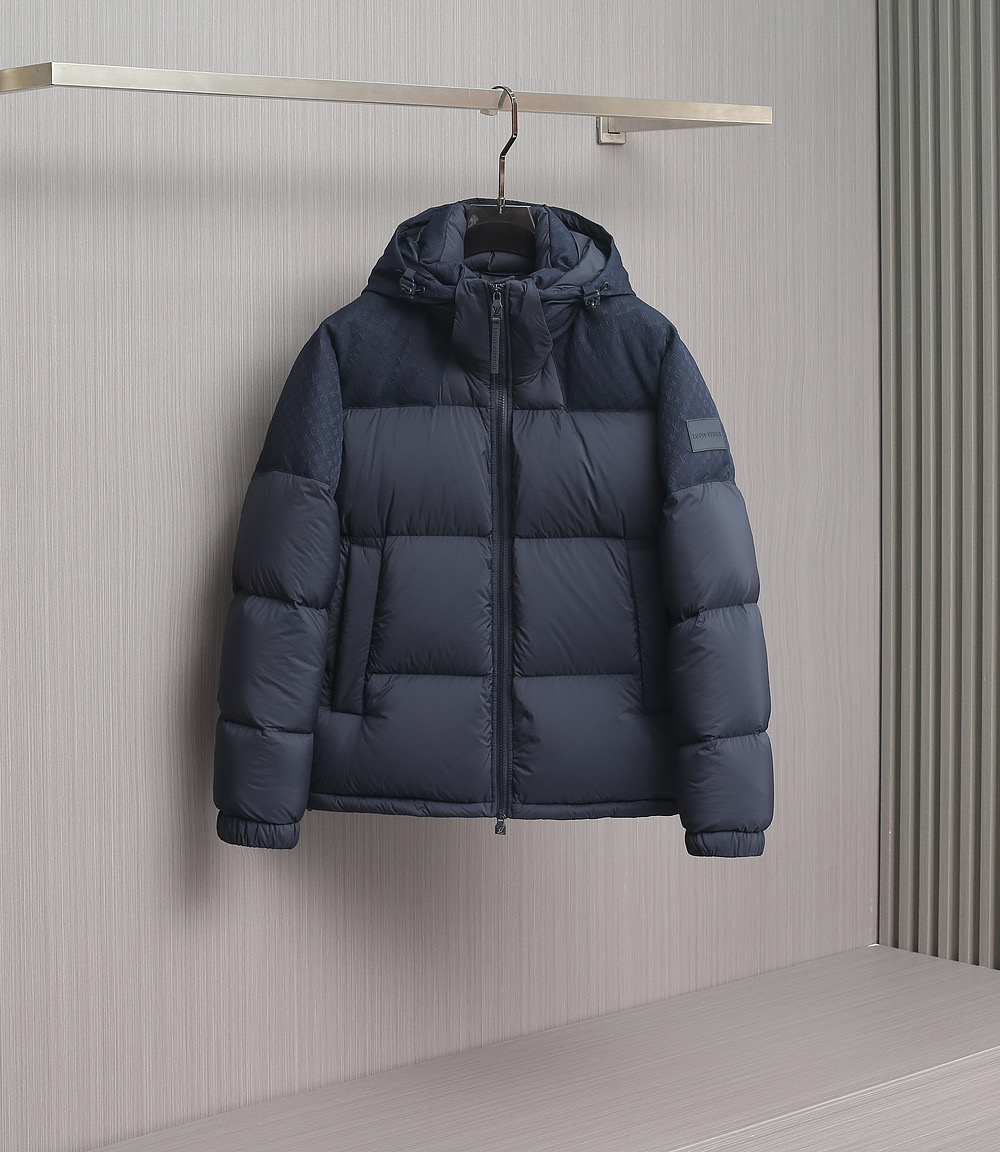 LV 高仿深藍羽絨外套 簡約連帽設計 冬季保暖精品款