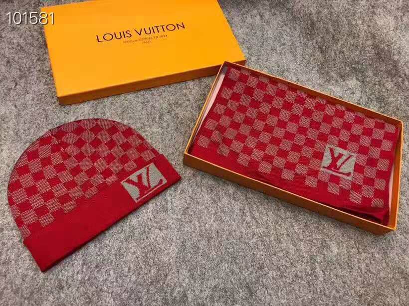 LV高仿紅色棋盤格針織帽圍巾套組|超A仿原單精品圖片 14 LV高仿紅色棋盤格針織帽圍巾套組|歐美奢侈品精品推薦