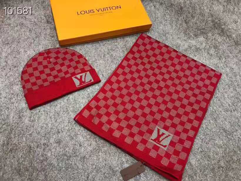 LV高仿紅色棋盤格針織帽圍巾套組|超A仿原單精品圖片 13 LV高仿紅色棋盤格針織帽圍巾套組|歐美奢侈品精品推薦