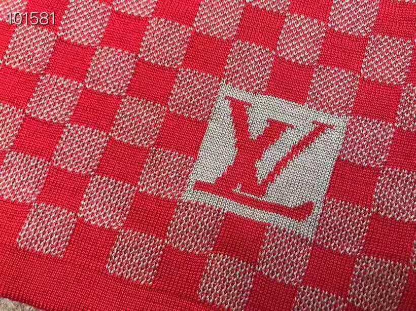 LV高仿紅色棋盤格針織帽圍巾套組|超A仿原單精品圖片 9 LV高仿紅色棋盤格針織帽圍巾套組|歐美奢侈品精品推薦