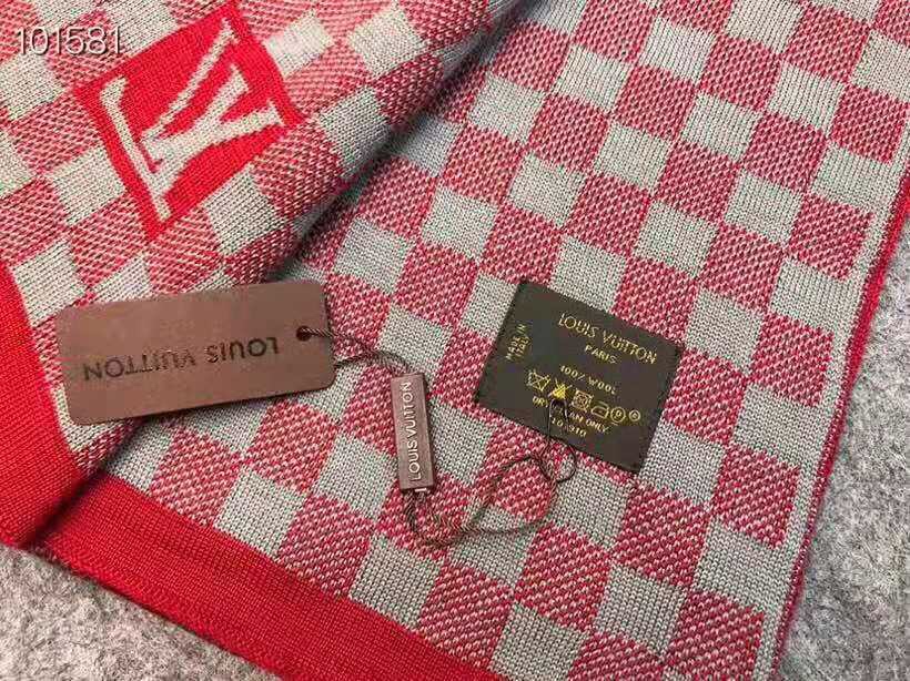LV高仿紅色棋盤格針織帽圍巾套組|超A仿原單精品圖片 8 LV高仿紅色棋盤格針織帽圍巾套組|歐美奢侈品精品推薦