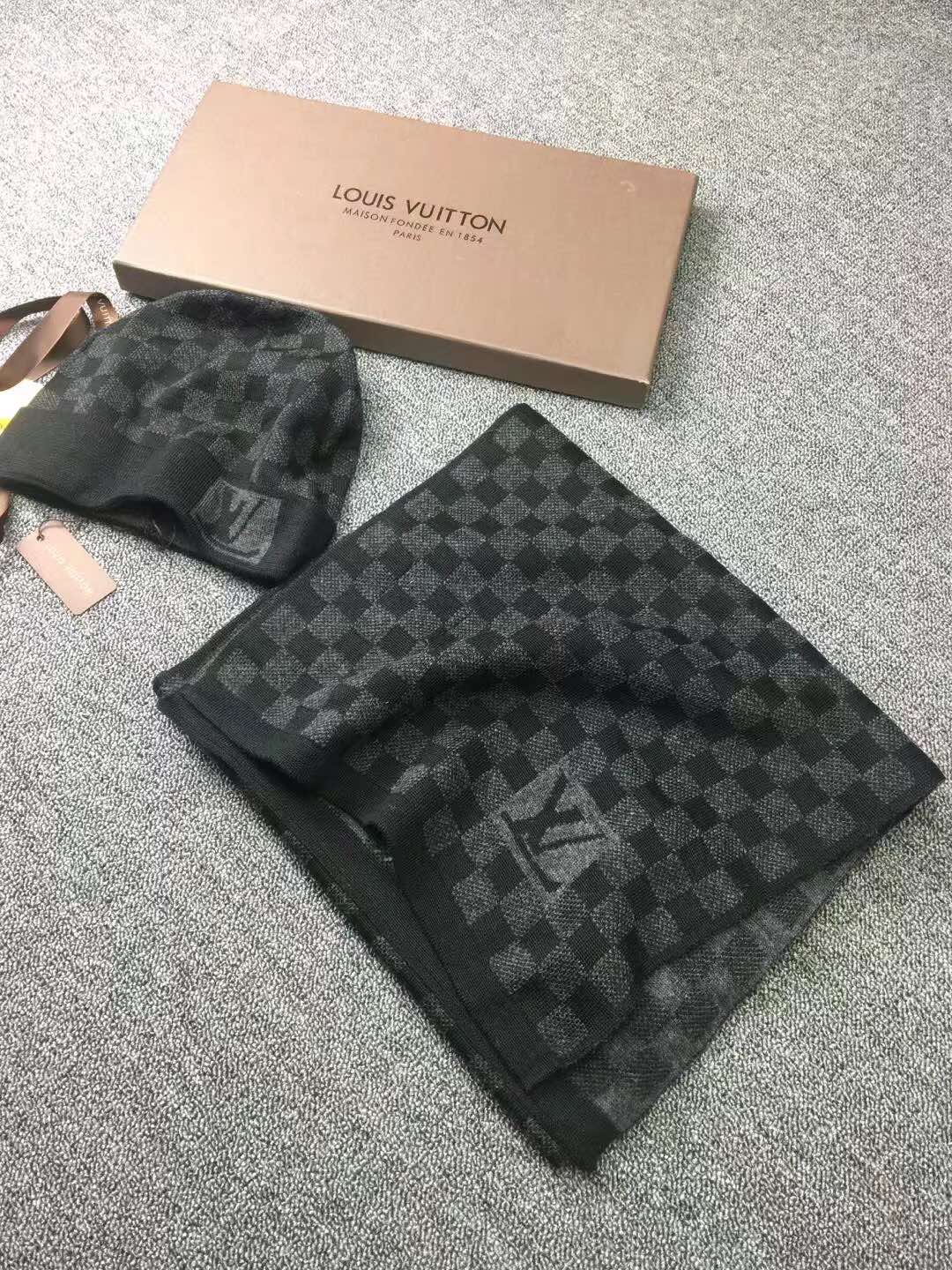 LV頂級復刻黑灰格針織帽圍巾套組|超A仿原單精品圖片 14 LV頂級復刻黑灰格針織帽圍巾套組|歐美奢侈品精品推薦