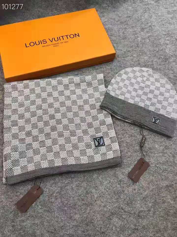 LVA貨米灰色棋盤格針織帽圍巾組|超A仿原單精品圖片 6 LVA貨米灰色棋盤格針織帽圍巾組|歐美奢侈品精品推薦
