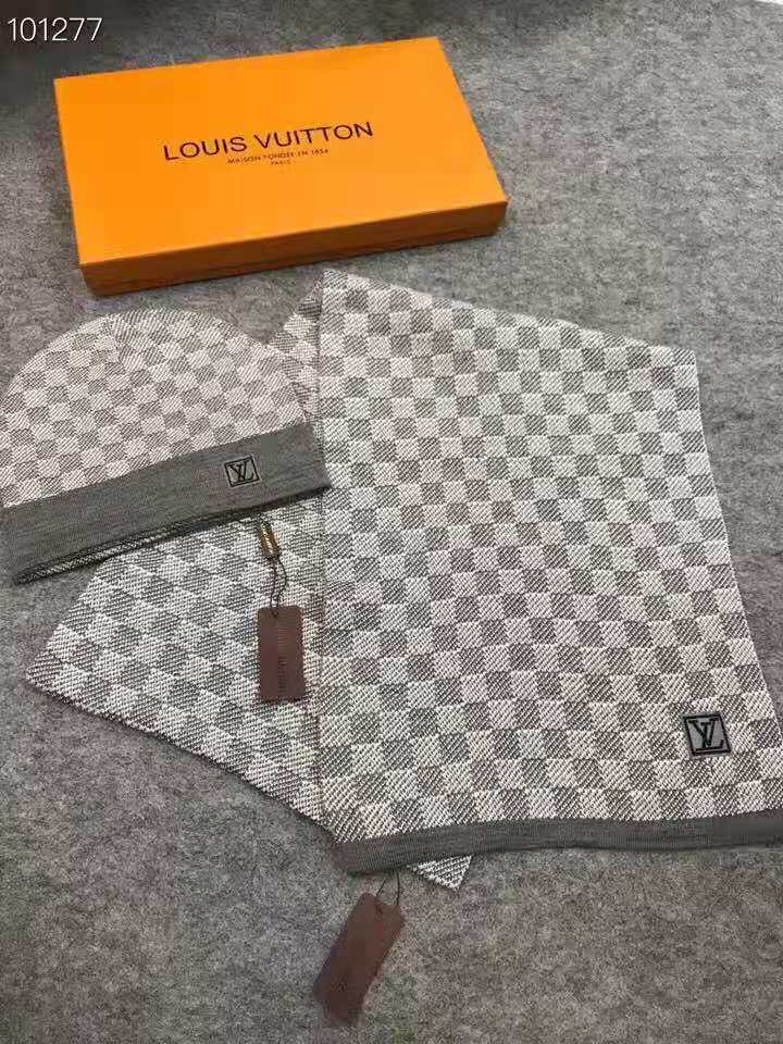 LVA貨米灰色棋盤格針織帽圍巾組|超A仿原單精品圖片 12 LVA貨米灰色棋盤格針織帽圍巾組|歐美奢侈品精品推薦