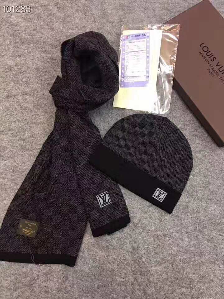 LV原廠出品深棕色針織圍巾帽組｜歐美奢侈品精品推薦