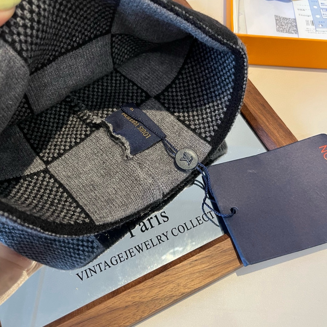 LV高端還原純黑羊毛针织帽子精品款｜歐美奢侈品精品推薦