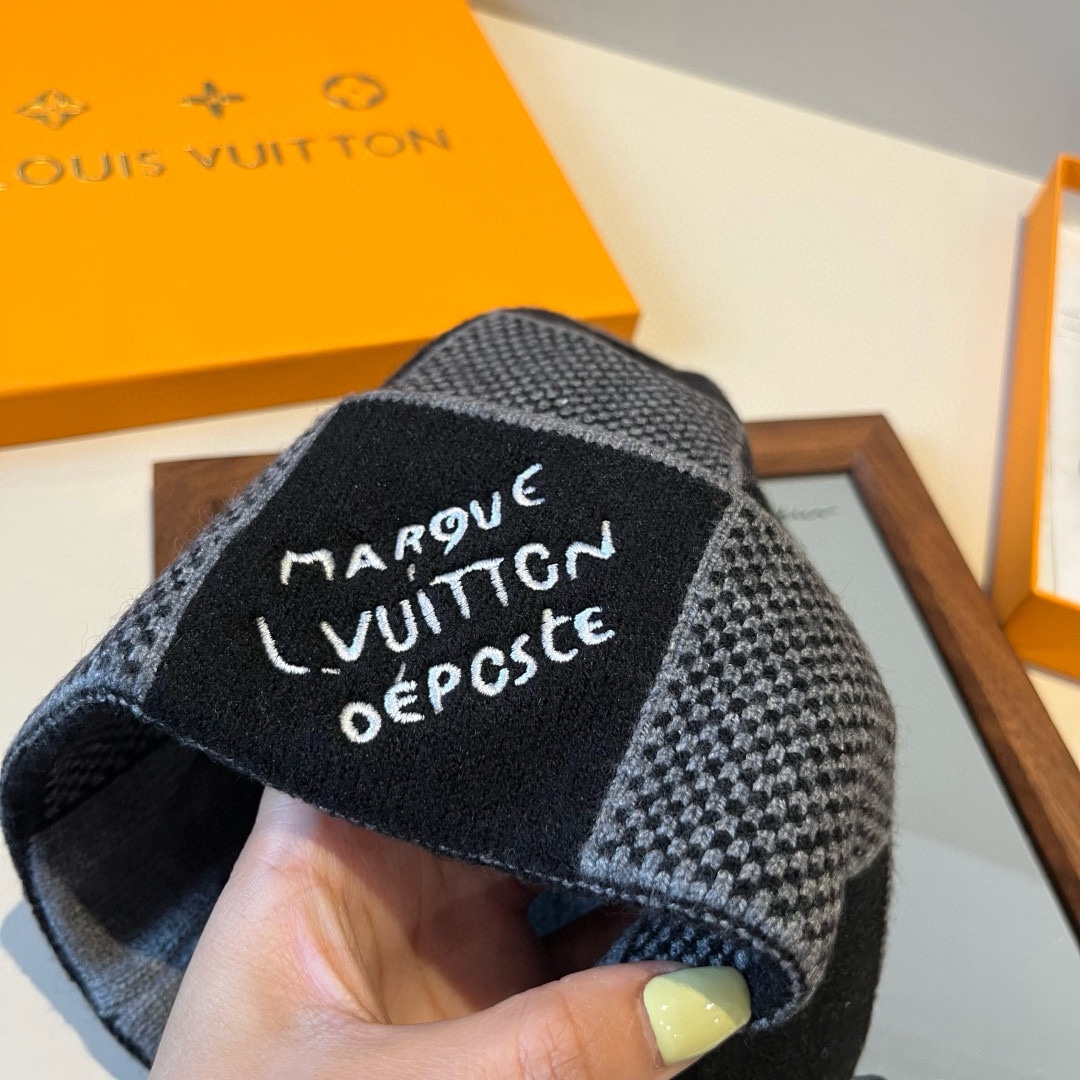 LV頂級工藝黑白格針織帽秋冬新品｜歐美奢侈品精品推薦