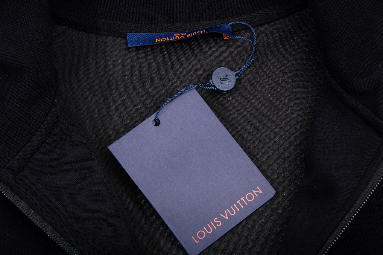 LV高仿運動休閒外套 黑藍條紋設計立領拉鍊夾克｜歐美奢侈品精品推薦