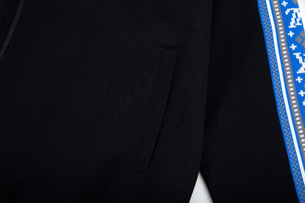 LV高仿運動休閒外套 黑藍條紋設計立領拉鍊夾克｜歐美奢侈品精品推薦