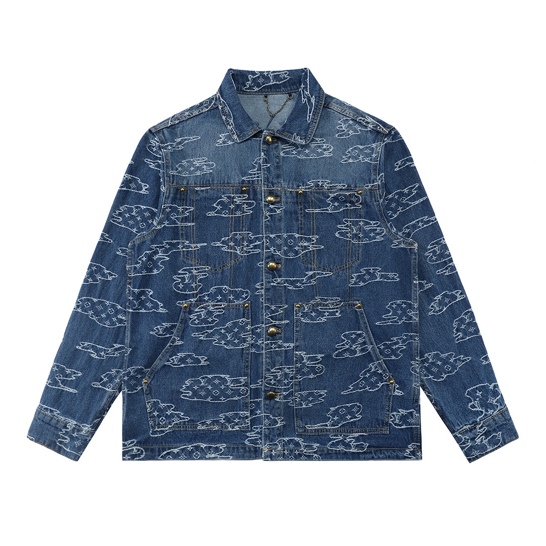 LV精品原單藍色丹寧外套 雲紋老花提花設計|超A仿原單精品圖片 3 LV精品原單藍色丹寧外套 雲紋老花提花設計|歐美奢侈品精品推薦