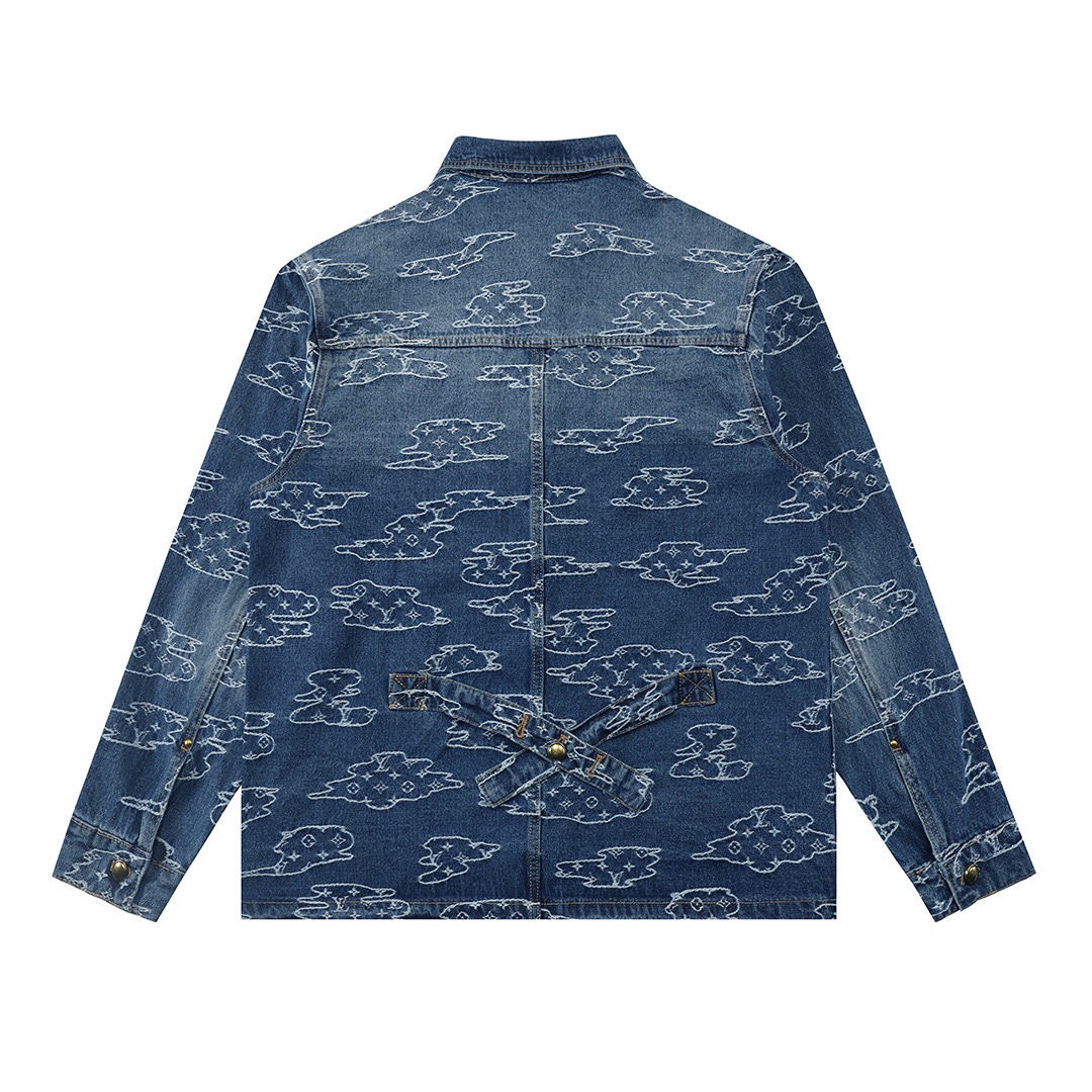 LV精品原單藍色丹寧外套 雲紋老花提花設計｜歐美奢侈品精品推薦