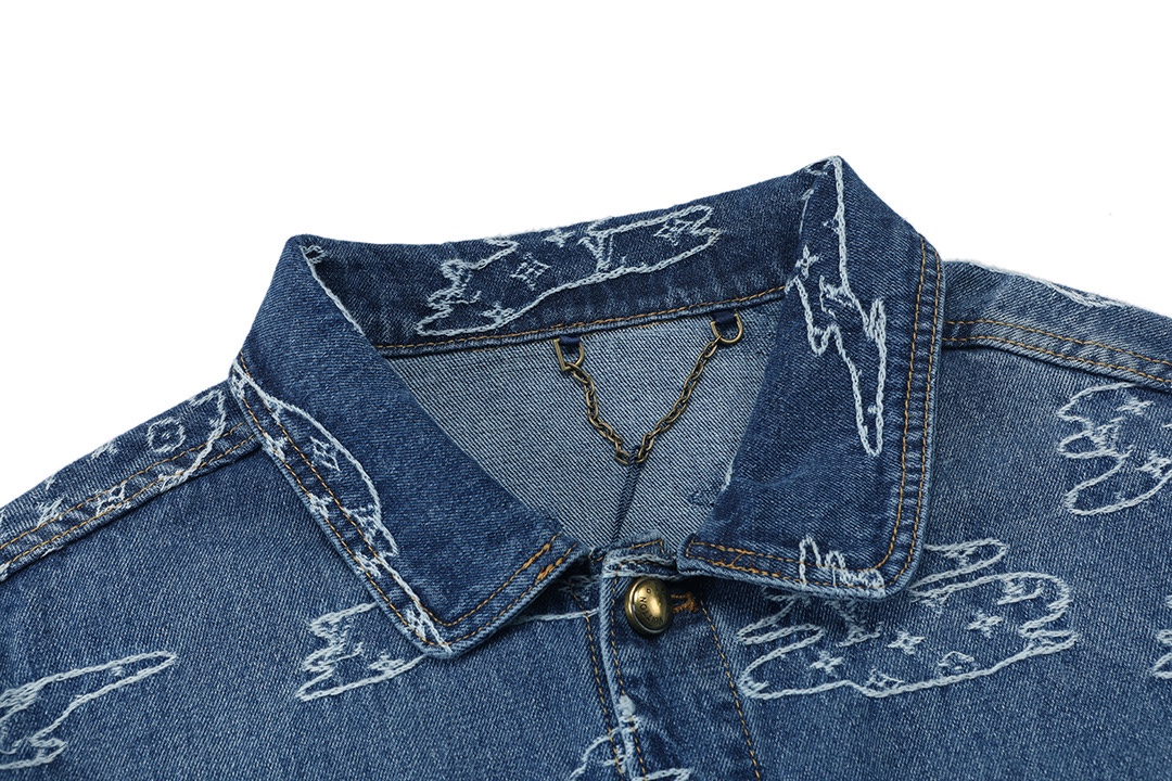 LV精品原單藍色丹寧外套 雲紋老花提花設計｜歐美奢侈品精品推薦