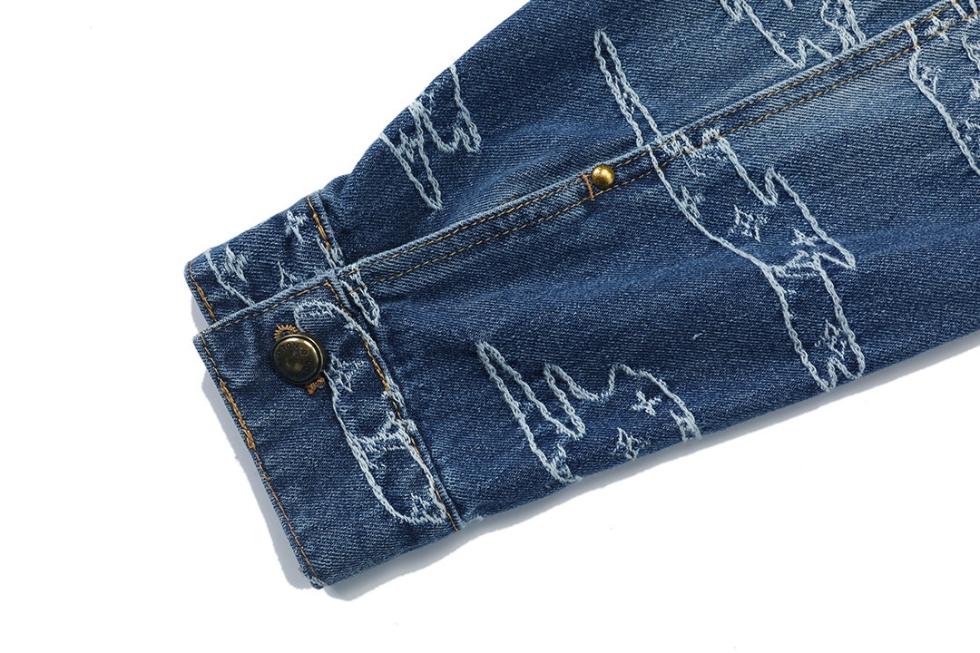 LV精品原單藍色丹寧外套 雲紋老花提花設計｜歐美奢侈品精品推薦