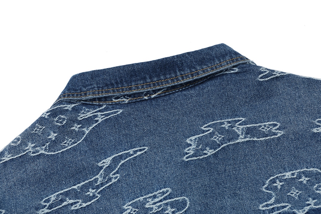 LV精品原單藍色丹寧外套 雲紋老花提花設計｜歐美奢侈品精品推薦