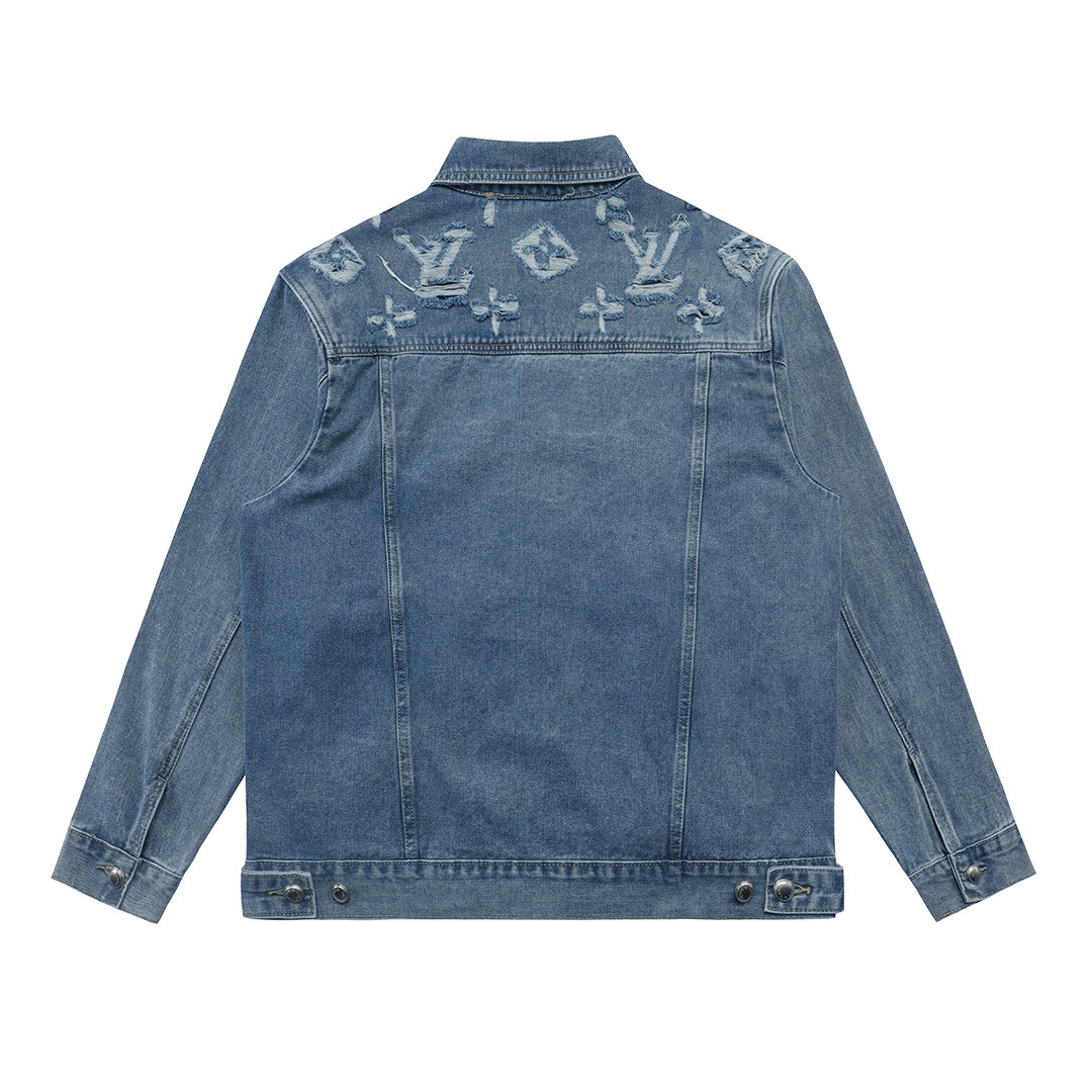 LV高仿水洗丹寧外套 經典老花破壞刺繡設計|超A仿原單精品圖片 12 LV高仿水洗丹寧外套 經典老花破壞刺繡設計|歐美奢侈品精品推薦