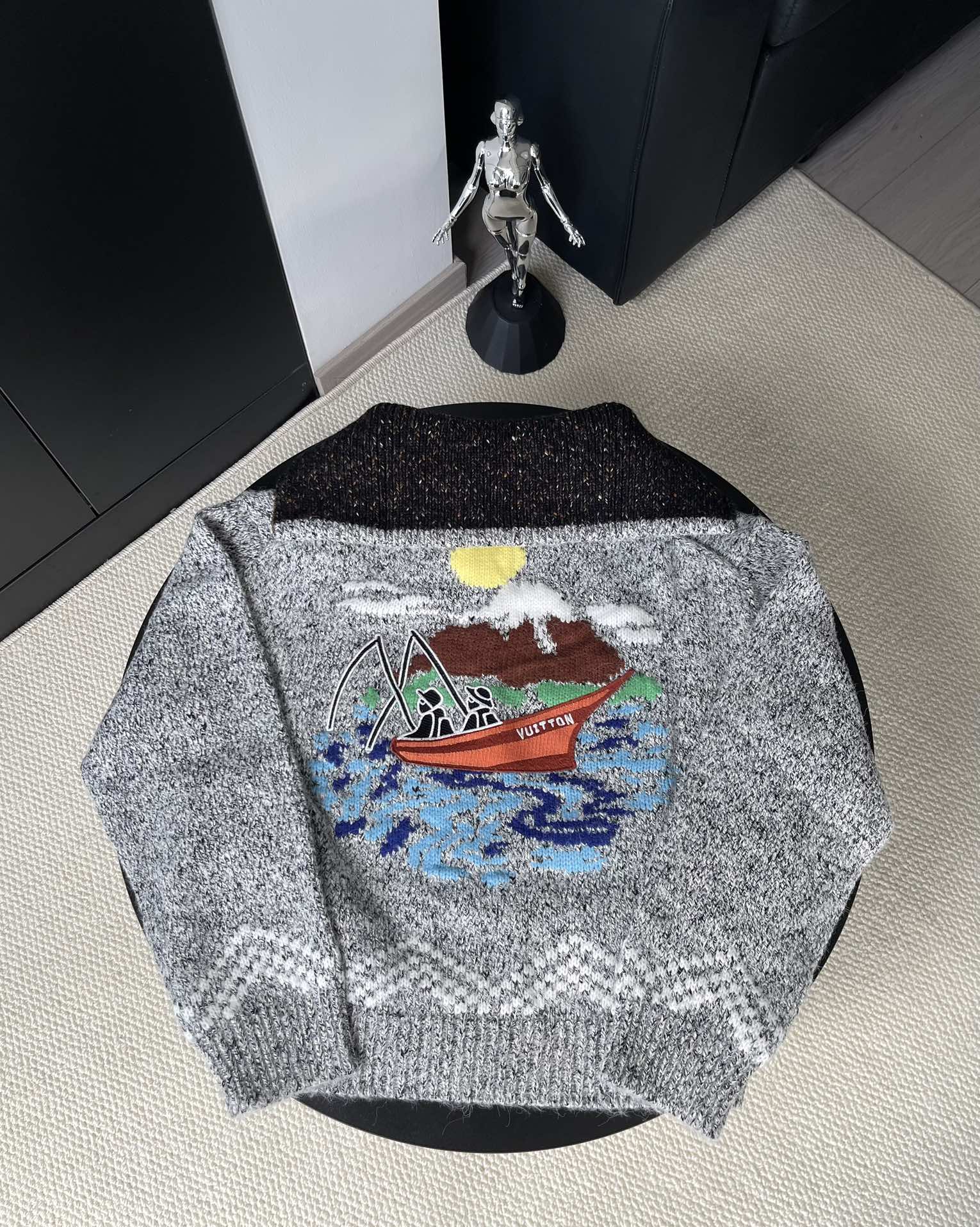 LV原單灰白混紡針織外套 經典刺繡Logo設計|超A仿原單精品圖片 14 LV原單灰白混紡針織外套 經典刺繡Logo設計|歐美奢侈品精品推薦