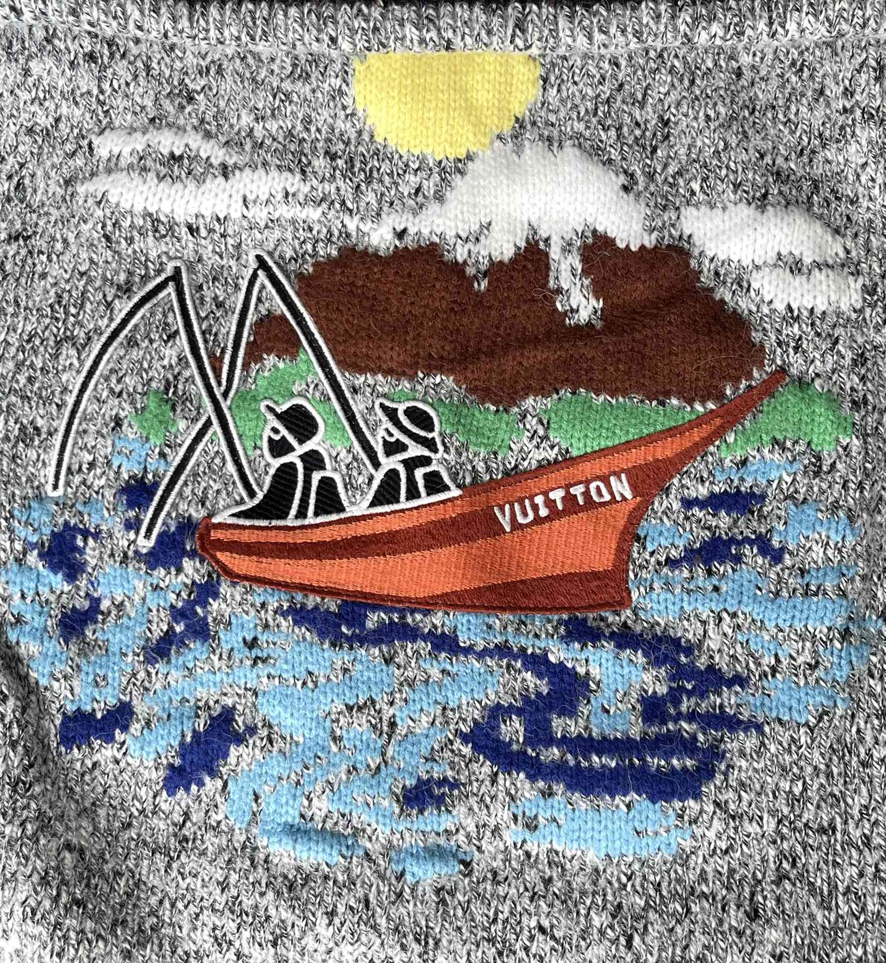 LV原單灰白混紡針織外套 經典刺繡Logo設計｜歐美奢侈品精品推薦