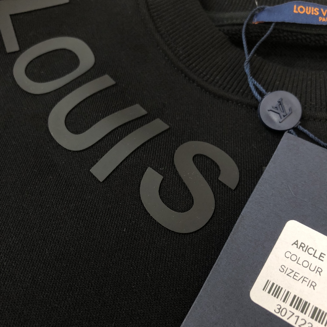 LV高仿黑色圓領衛衣秋冬新品推薦 真實對版質感超群 一比一原單版型修身舒適百搭｜歐美奢侈品精品推薦