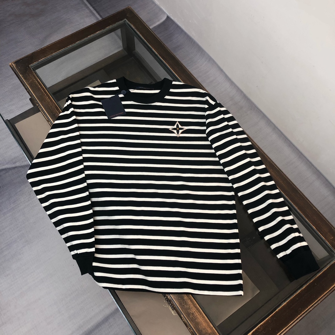 LV高仿條紋長袖上衣黑白配色百搭潮流款｜歐美奢侈品精品推薦