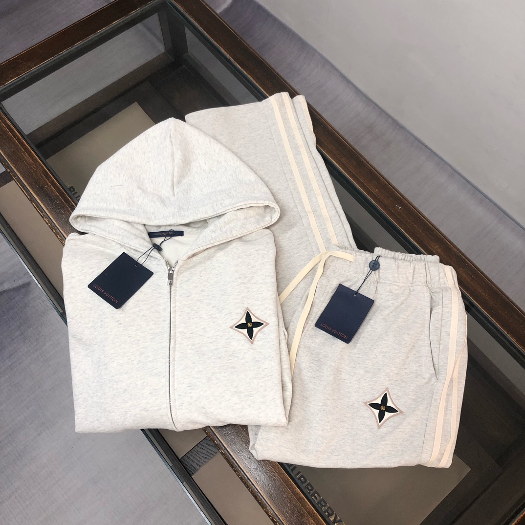 LV一比一灰色運動套裝男女款休閒連帽兩件式｜歐美奢侈品精品推薦