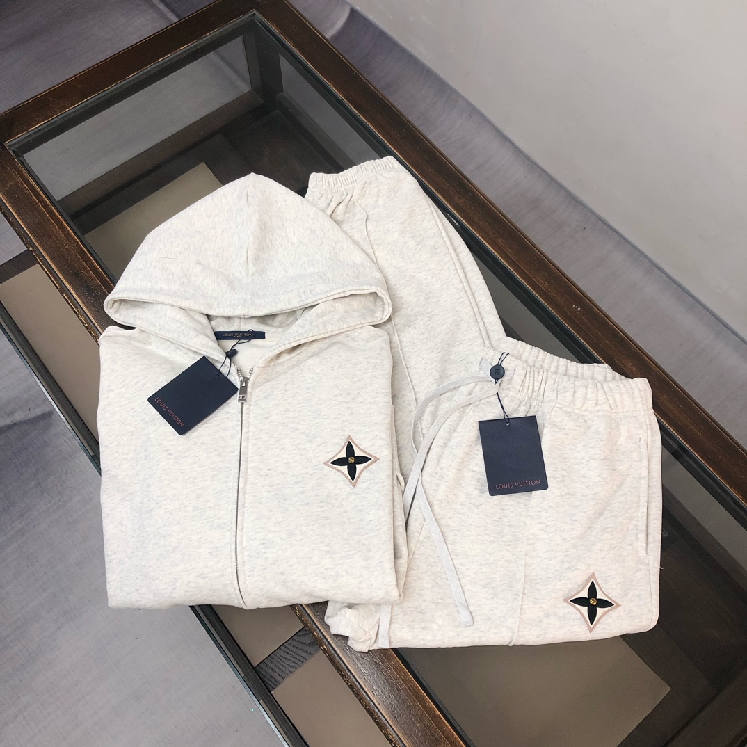 LV一比一灰色運動套裝男女款休閒連帽兩件式｜歐美奢侈品精品推薦