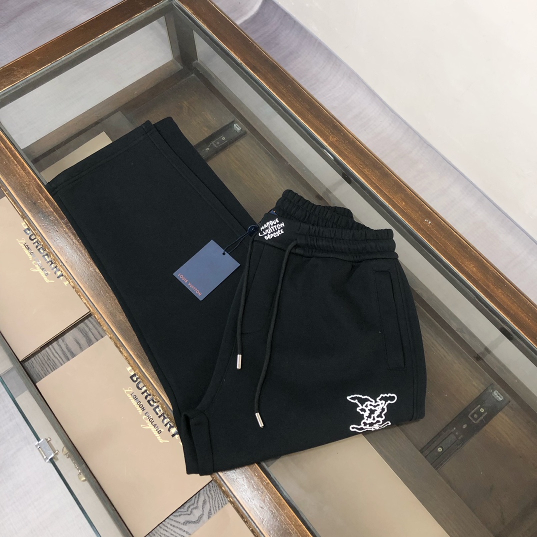 LV一比一黑色運動長褲簡約刺繡Logo男士款|超A仿原單精品圖片 2 LV一比一黑色運動長褲簡約刺繡Logo男士款|歐美奢侈品精品推薦