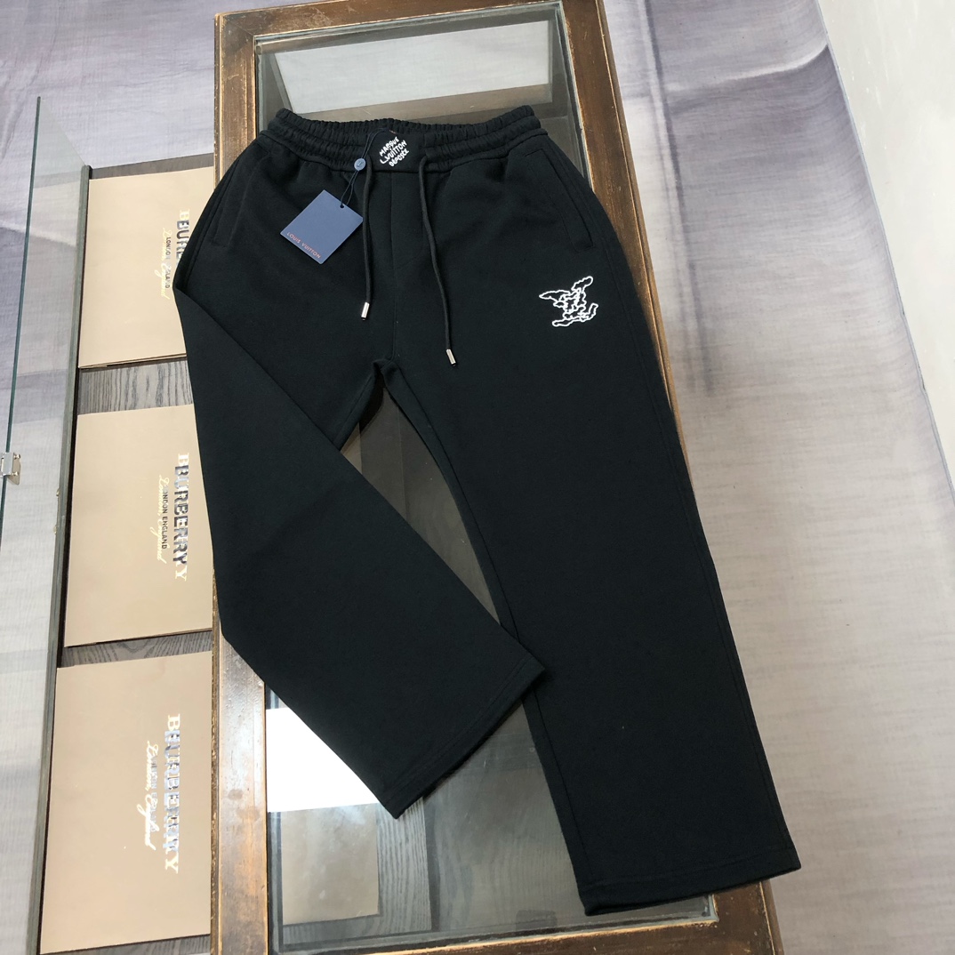LV一比一黑色運動長褲簡約刺繡Logo男士款｜歐美奢侈品精品推薦