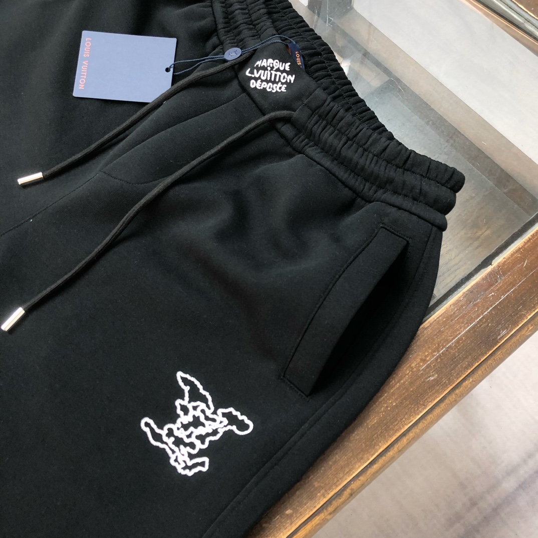 LV一比一黑色運動長褲簡約刺繡Logo男士款｜歐美奢侈品精品推薦