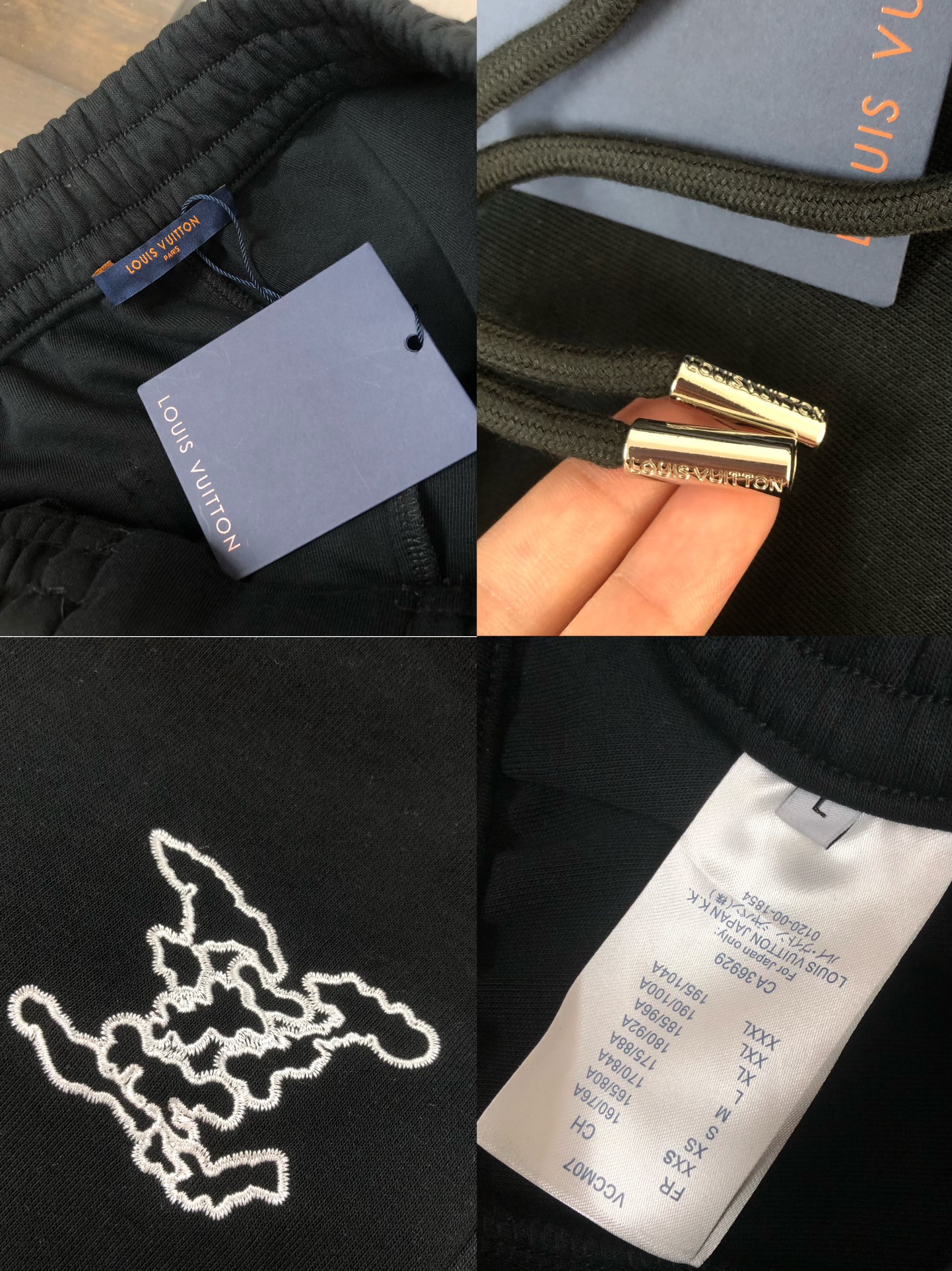 LV一比一黑色運動長褲簡約刺繡Logo男士款｜歐美奢侈品精品推薦