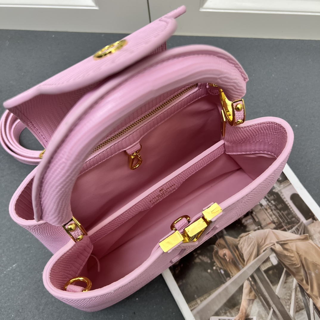 LV高仿Capucines BB粉色蜥蜴壓紋皮革手提包27cm甜美氣質托特包|超A仿原單精品圖片 8 LV高仿Capucines BB粉色蜥蜴壓紋皮革手提包27cm甜美氣質托特包|歐美奢侈品精品推薦