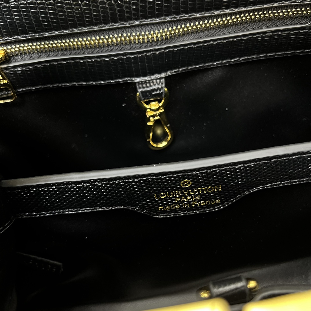 LV高仿Capucines BB黑色蜥蜴壓紋皮革手提包27cm經典百搭托特包|超A仿原單精品圖片 7 LV高仿Capucines BB黑色蜥蜴壓紋皮革手提包27cm經典百搭托特包|歐美奢侈品精品推薦