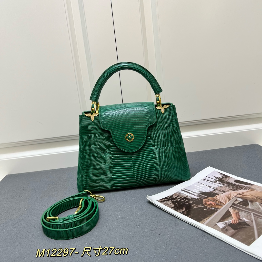 LV 高仿 M12297 經典綠色手提包 優雅黑金扣27cm氣質款|超A仿原單精品圖片 14 LV 高仿 M12297 經典綠色手提包 優雅黑金扣27cm氣質款|歐美奢侈品精品推薦