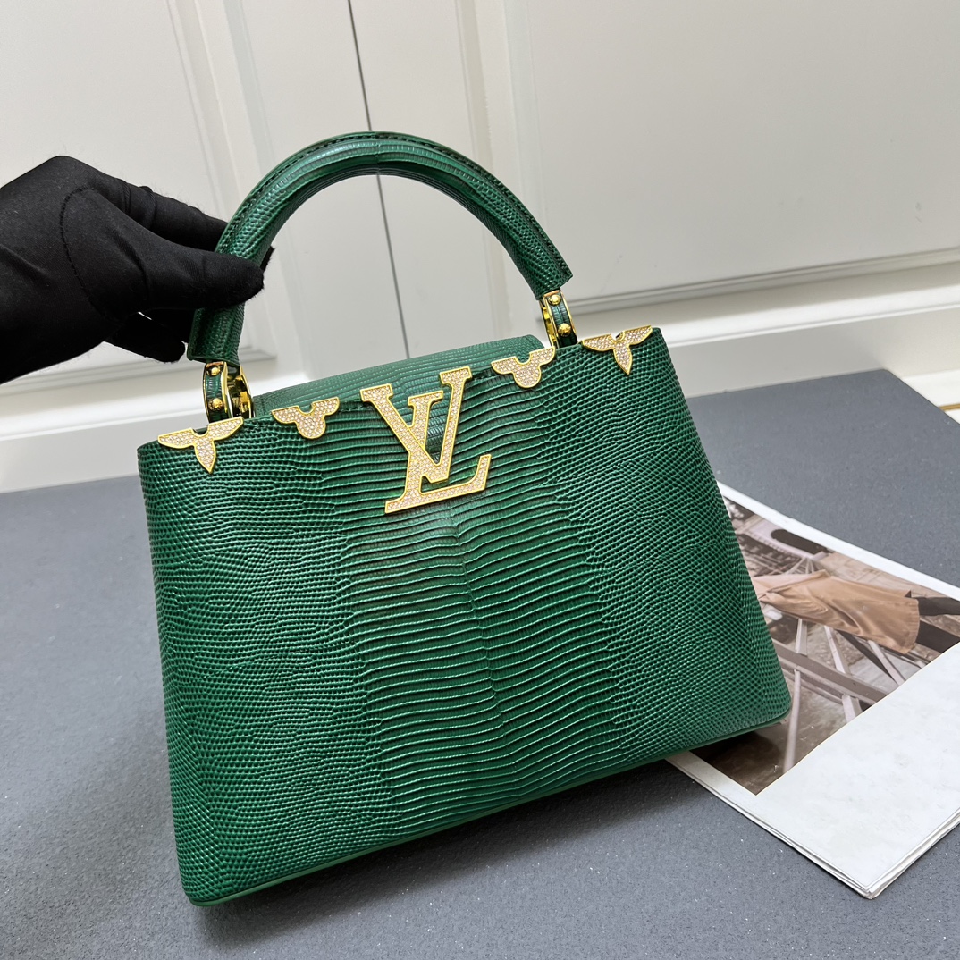 LV 高仿 M12297 經典綠色手提包 優雅黑金扣27cm氣質款|超A仿原單精品圖片 11 LV 高仿 M12297 經典綠色手提包 優雅黑金扣27cm氣質款|歐美奢侈品精品推薦