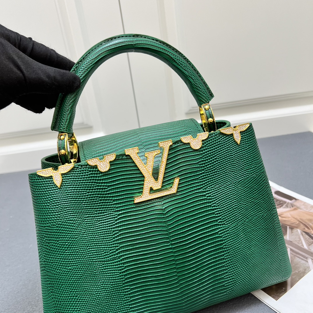 LV 高仿 M12297 經典綠色手提包 優雅黑金扣27cm氣質款|超A仿原單精品圖片 10 LV 高仿 M12297 經典綠色手提包 優雅黑金扣27cm氣質款|歐美奢侈品精品推薦