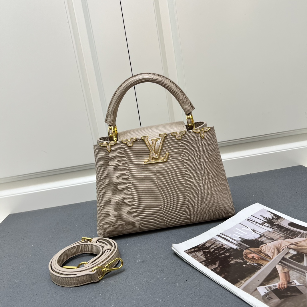 LV 一比一 M12297 米杏色壓紋手提包 金色扣27cm典雅通勤款|超A仿原單精品圖片 3 LV 一比一 M12297 米杏色壓紋手提包 金色扣27cm典雅通勤款|歐美奢侈品精品推薦