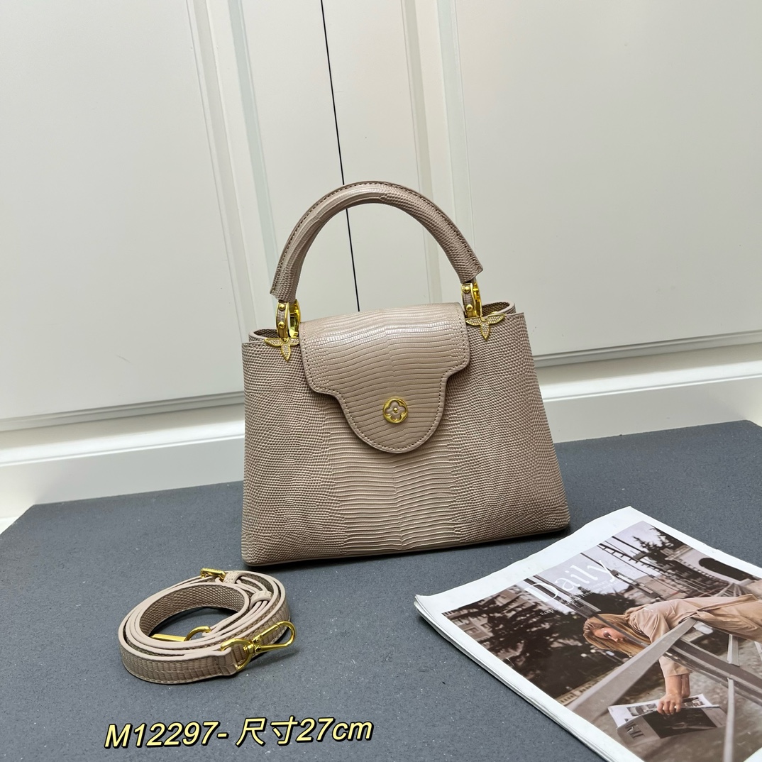 LV 一比一 M12297 米杏色壓紋手提包 金色扣27cm典雅通勤款|超A仿原單精品圖片 14 LV 一比一 M12297 米杏色壓紋手提包 金色扣27cm典雅通勤款|歐美奢侈品精品推薦
